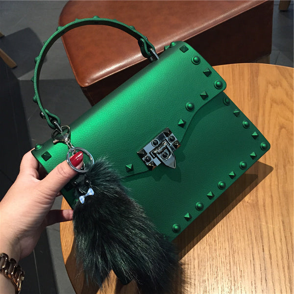 Large Matte PVC Diamond Rivet Sidebag