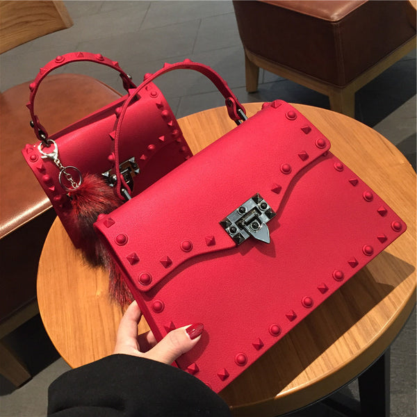 Large Matte PVC Diamond Rivet Sidebag
