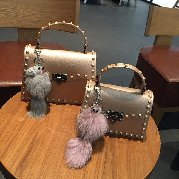 Large Matte PVC Diamond Rivet Sidebag