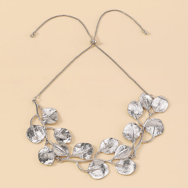 Metal Leaves Necklace & Earrings