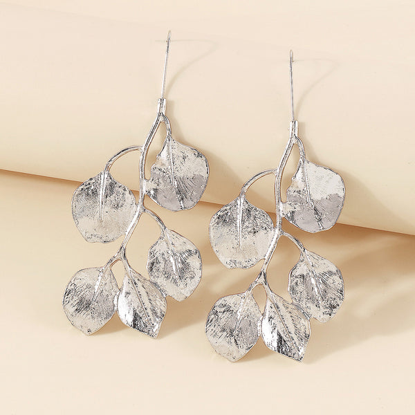 Metal Leaves Necklace & Earrings