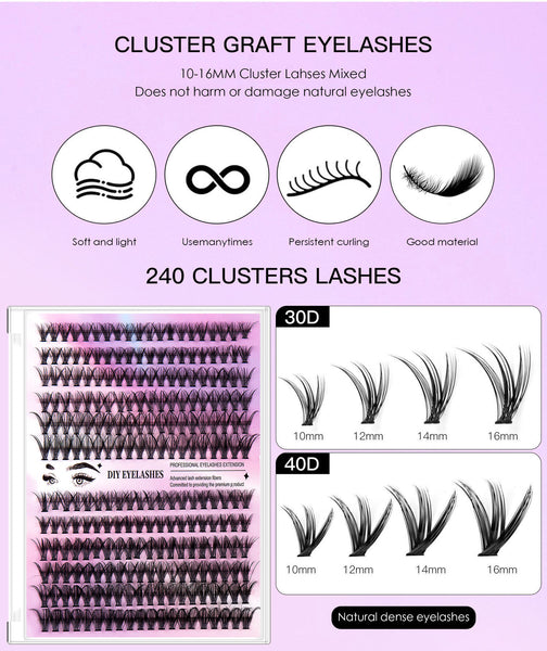 240 Clusters Segmented Eyelashes