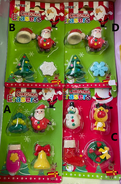 4 Pc Christmas Eraser