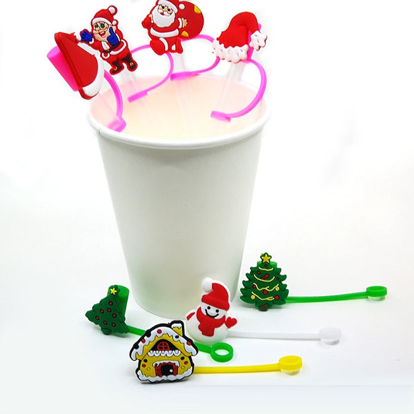 Christmas Themed Straw Covers 1727 (3 for $10.00)
