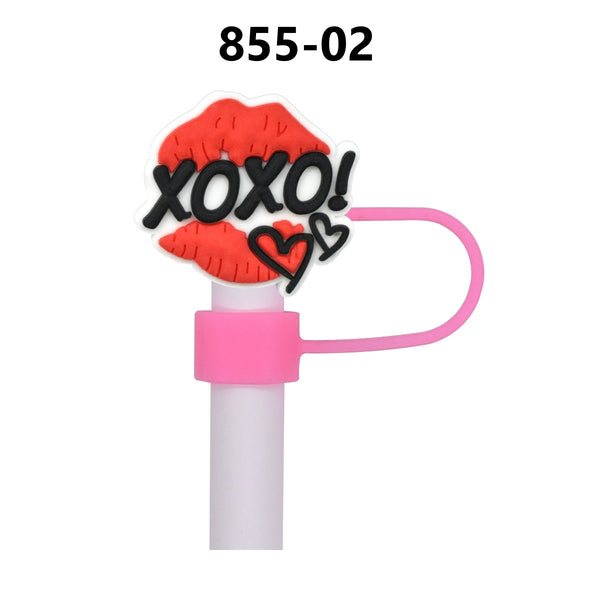 Valentine's Day Straw Covers PVC 855 (3 for $10.00)