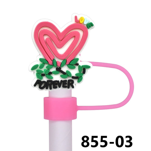 Valentine's Day Straw Covers PVC 855 (3 for $10.00)