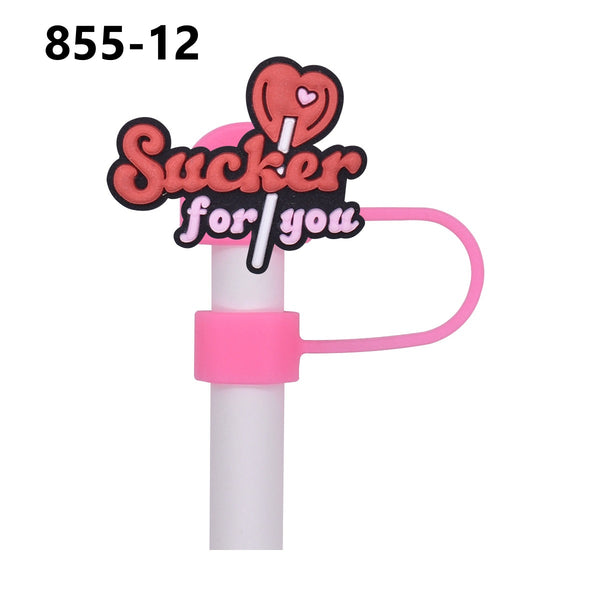 Valentine's Day Straw Covers PVC 855 (3 for $10.00)