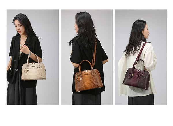 3 Piece Croc Pattern Shell Handbag