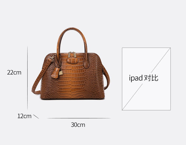 3 Piece Croc Pattern Shell Handbag
