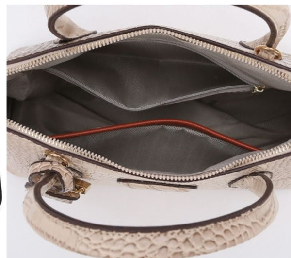 3 Piece Croc Pattern Shell Handbag