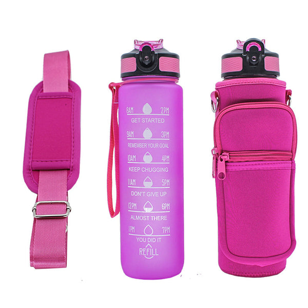 Water Bottle Cover With Strap and Zipper Compartment