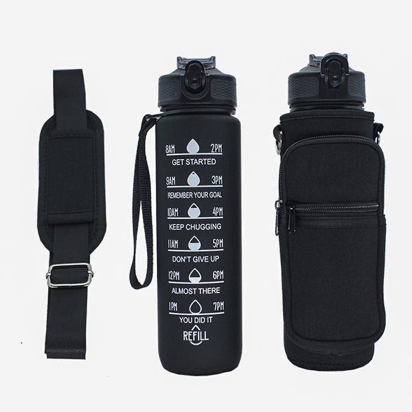 Water Bottle Cover With Strap and Zipper Compartment