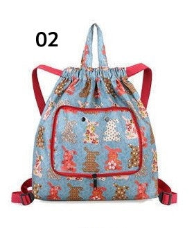 Drawstring Patterned Collapsible Backpacks