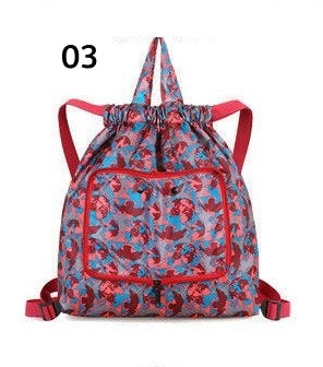 Drawstring Patterned Collapsible Backpacks