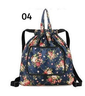 Drawstring Patterned Collapsible Backpacks
