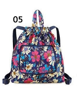 Drawstring Patterned Collapsible Backpacks