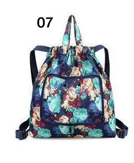 Drawstring Patterned Collapsible Backpacks