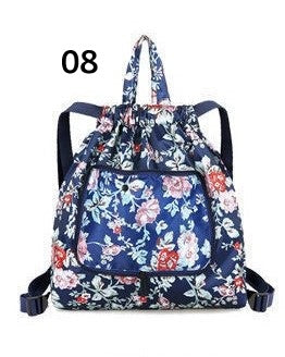 Drawstring Patterned Collapsible Backpacks