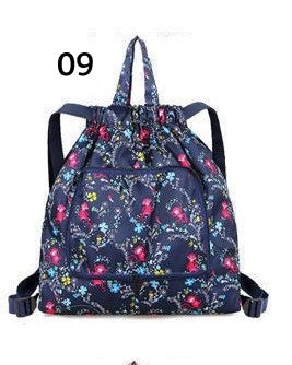 Drawstring Patterned Collapsible Backpacks