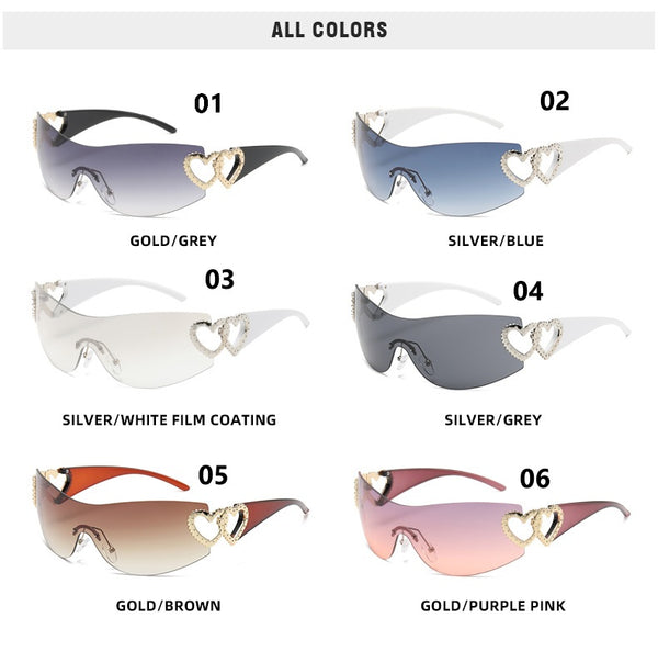 Frameless Heart On The Side Sunglasses