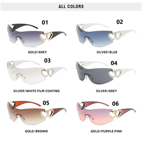Frameless Heart On The Side Sunglasses
