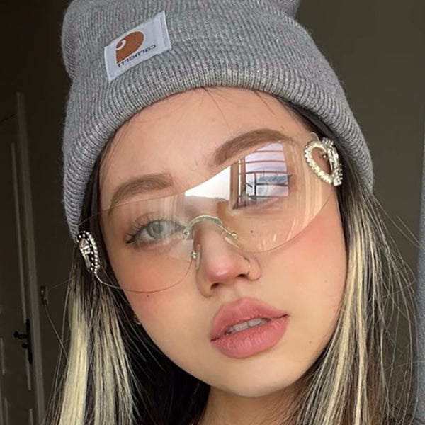 Frameless Heart On The Side Sunglasses