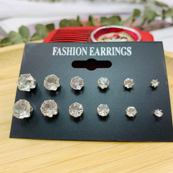 12 Pairs Zircon Stud Earrings