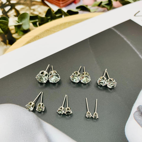 12 Pairs Zircon Stud Earrings
