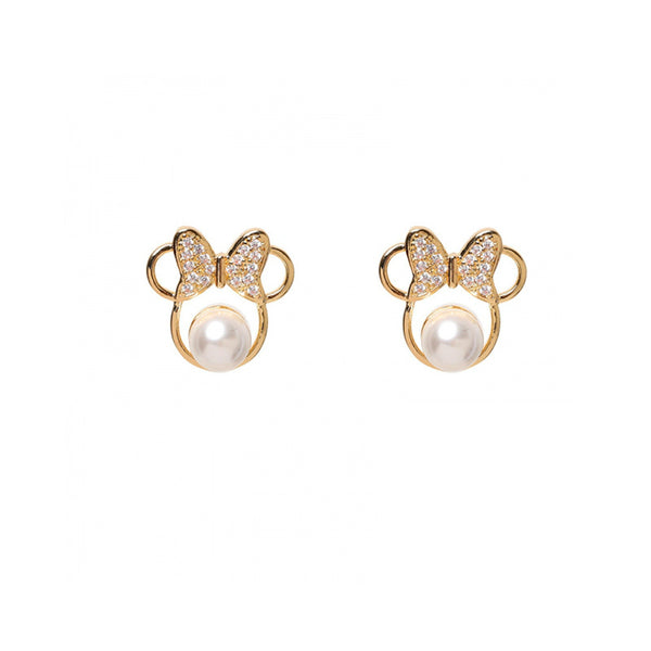 Pearl Bow Mouse Ears Earrings