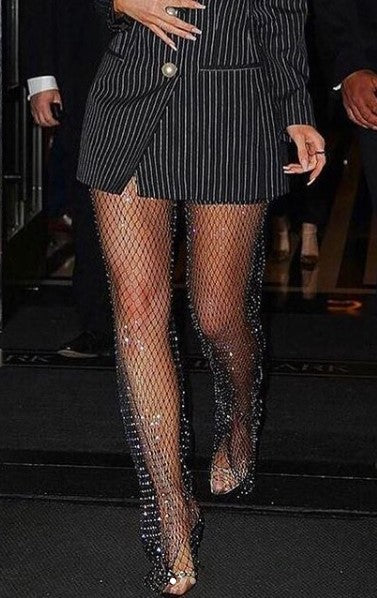 Rhinestones Mesh Pants