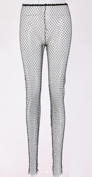 Rhinestones Mesh Pants