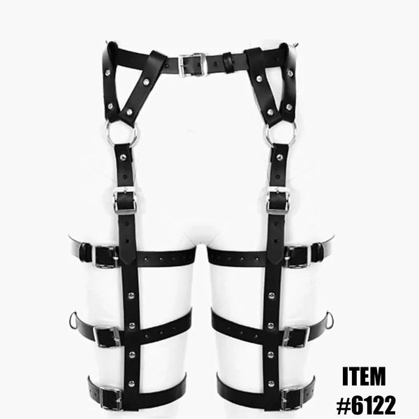 Women's Black Leather Harness Belt