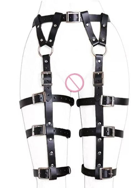 Women's Black Leather Harness Belt