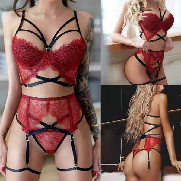 Lace 3 Piece Lingerie Suit
