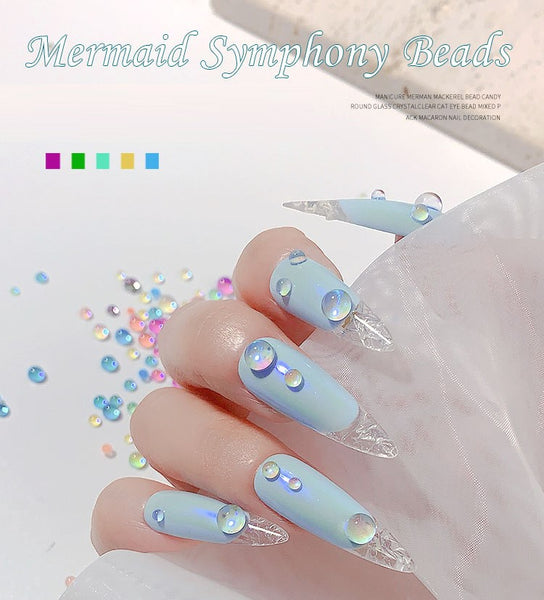 Mermaid Crystal Beads Nails Rhinestones