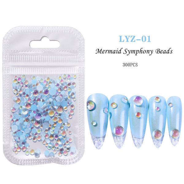 Mermaid Crystal Beads Nails Rhinestones