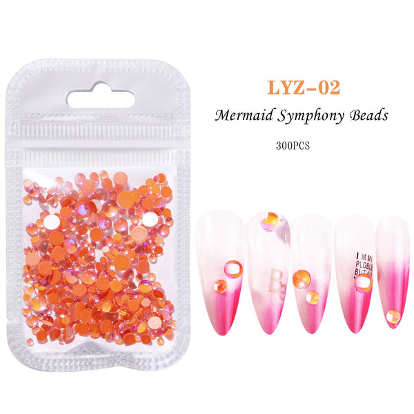 Mermaid Crystal Beads Nails Rhinestones