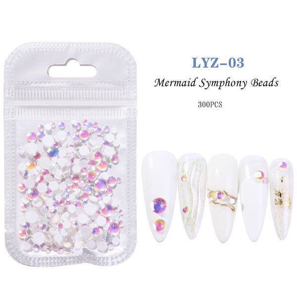 Mermaid Crystal Beads Nails Rhinestones