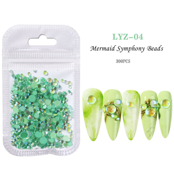 Mermaid Crystal Beads Nails Rhinestones