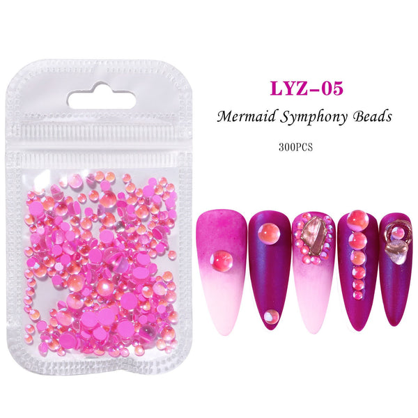 Mermaid Crystal Beads Nails Rhinestones