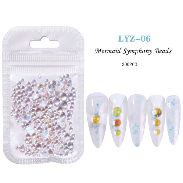 Mermaid Crystal Beads Nails Rhinestones