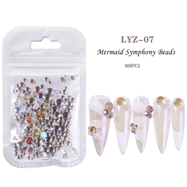 Mermaid Crystal Beads Nails Rhinestones