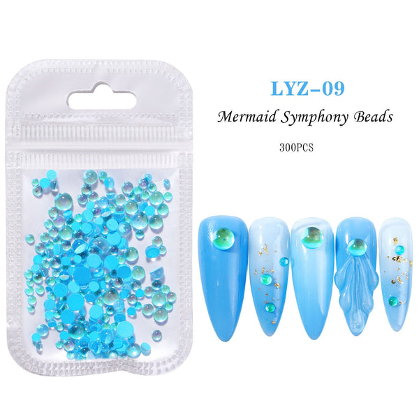 Mermaid Crystal Beads Nails Rhinestones
