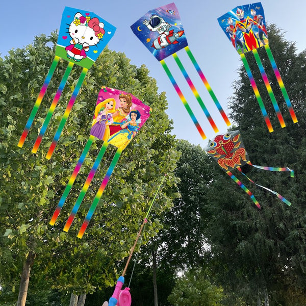 Cartoon Character Kite With Fishing Rod