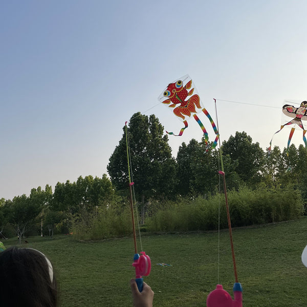 Cartoon Character Kite With Fishing Rod