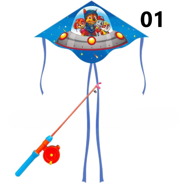 Cartoon Character Kite With Fishing Rod