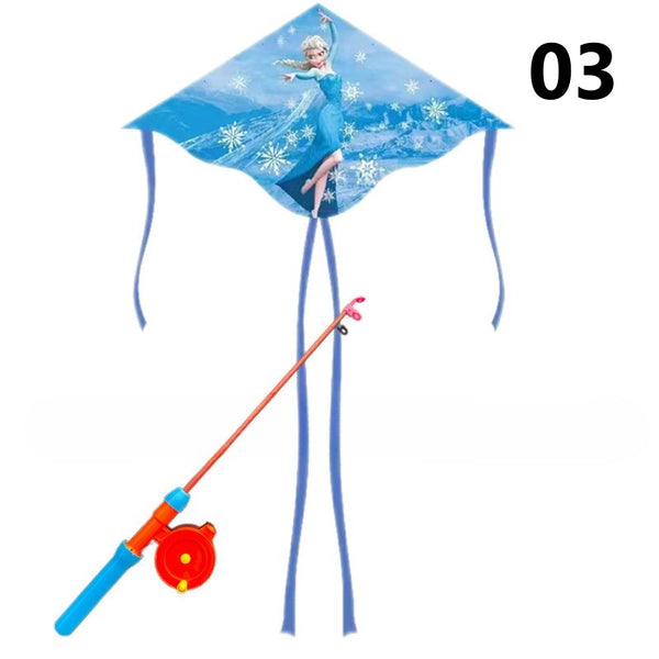 Cartoon Character Kite With Fishing Rod
