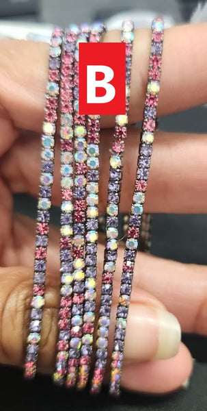 2mm Single Row S6 Rhinestone Elastic Bracelet "2"