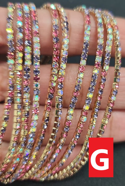 2mm Single Row S6 Rhinestone Elastic Bracelet "2"