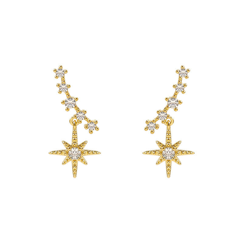 Sparkling Star Zircon Smile Earrings